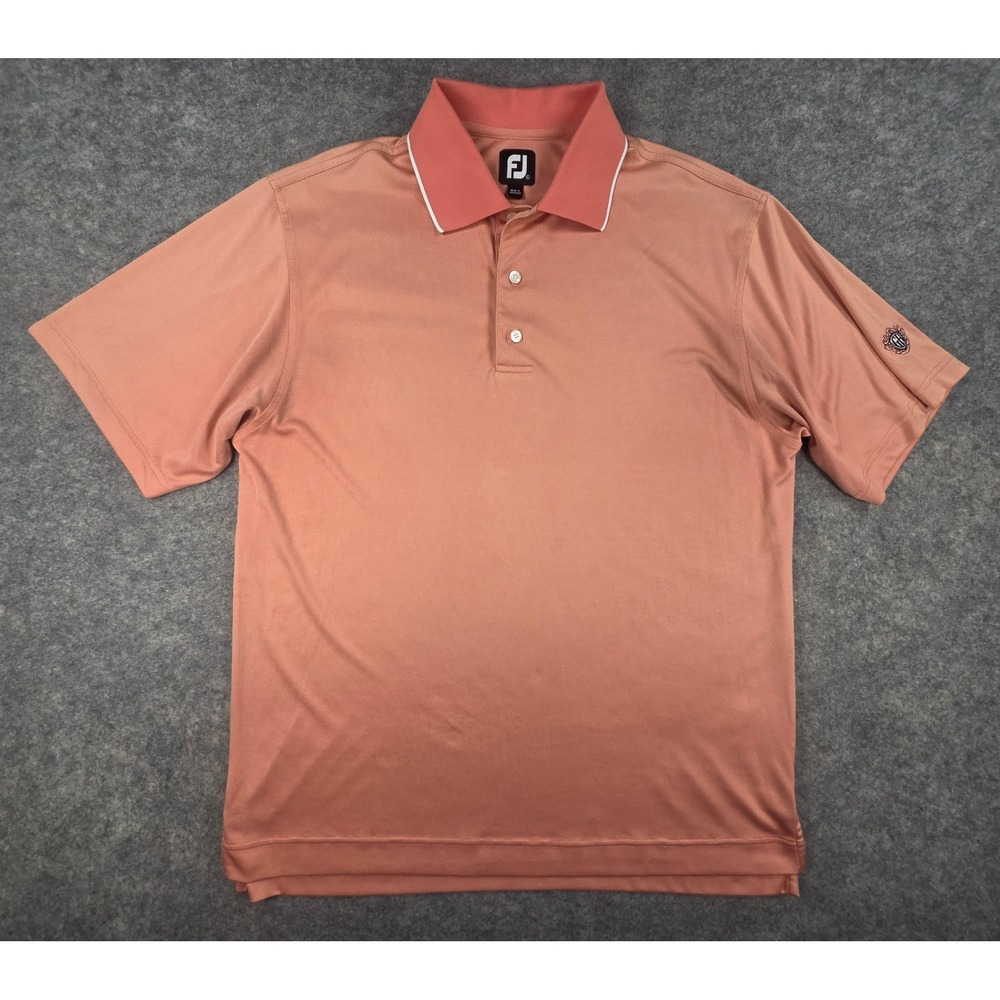 FootJoy Mens L Pink Salmon Performance Golf Polo Shirt Gulf Harbour